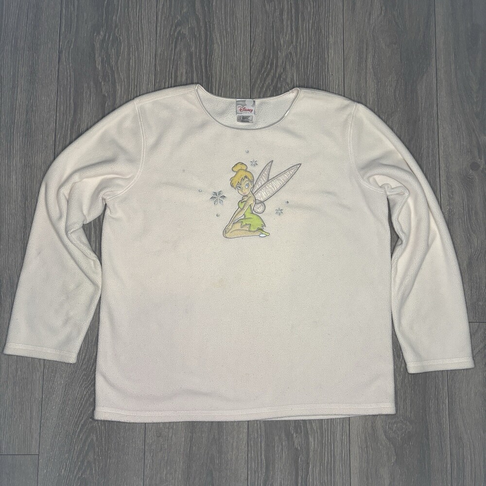 Vintage Disney Tinkerbell Sweater Size Large Embroidered Womens Fleece Pullover